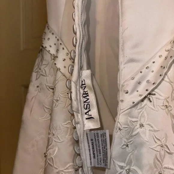 Jasmine Imperial Satin Wedding Gown with Floral Embroidery and *Great Condition*